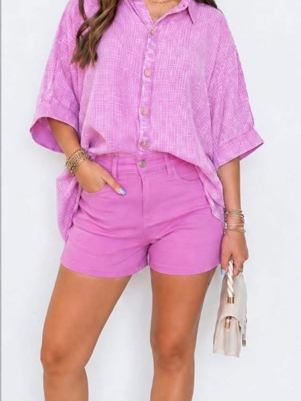 Zenana gauze button down blouse